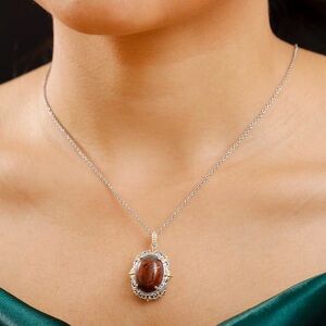 Stamped Poppy Jasper pendant in 18kg plated and Platinum Bond with SS by Karis